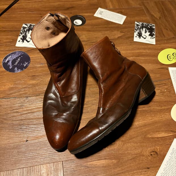 ITALIAN LEATHER 이탈리안 브라운 레더 앵클부츠
