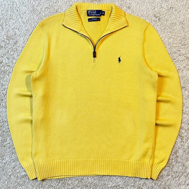 폴로 랄프로렌 블랙포니 하프 반집업 니트 옐로우