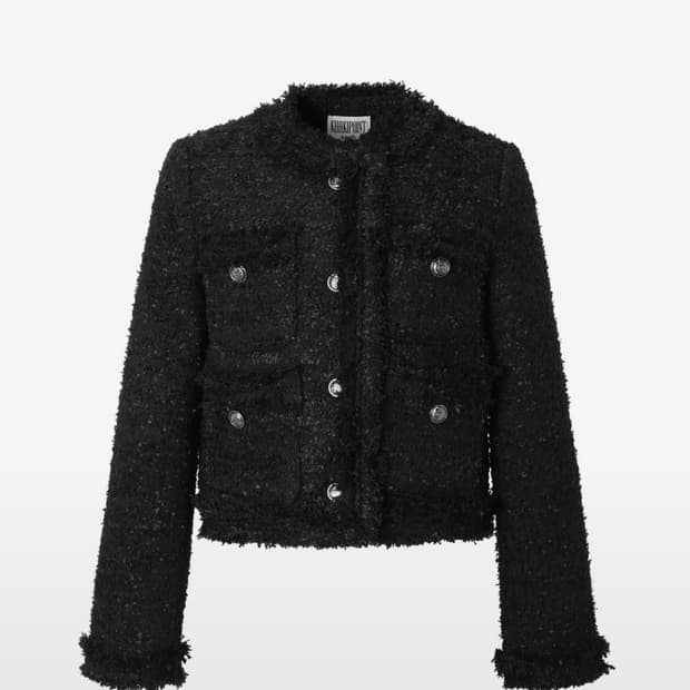 카키포인트 Antique Crop Tweed Jacket (black)