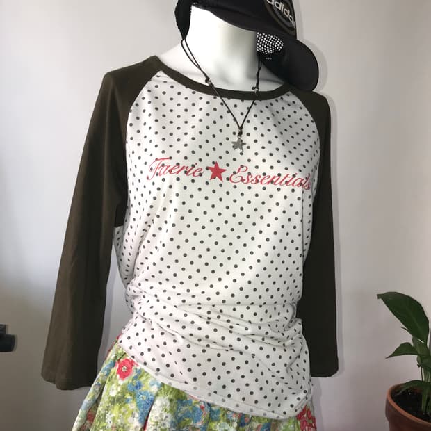 FAERIE Dot Raglan Sleeve Top 