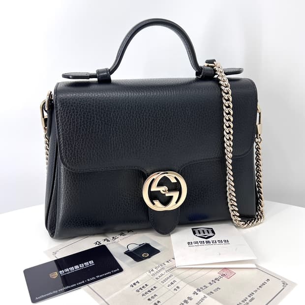 구찌 GG 인터로킹 탑핸들 체인 숄더백 블랙 (510302)
