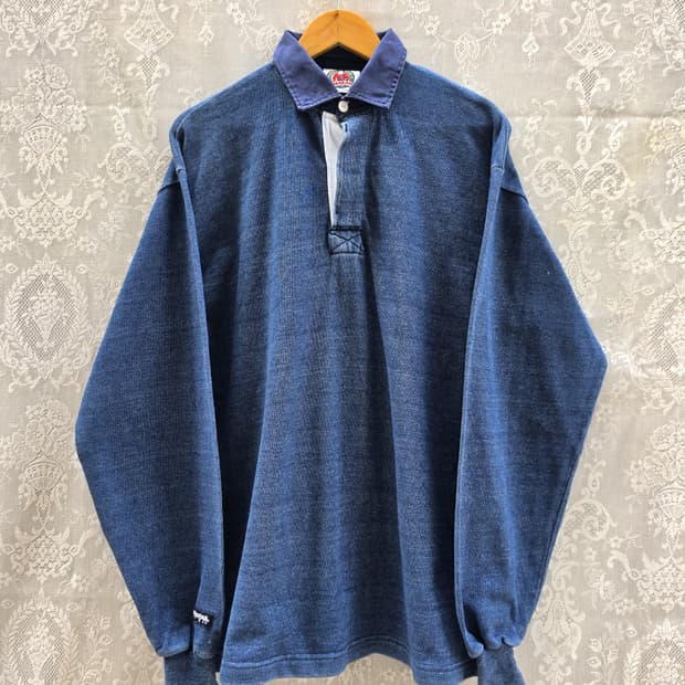 90s 바바리안 인디고 다잉 럭비셔츠 (made in canada)