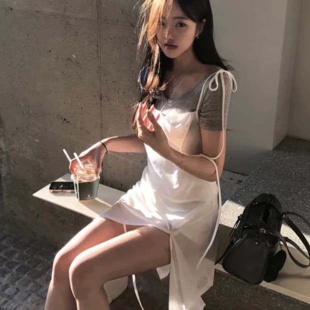 레이어드 스트랩 나시 원피스 새상품