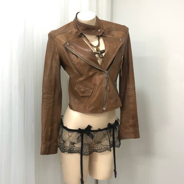 VOV brown lambskin rider jacket
