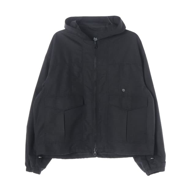 애드오프 시어서커 스트링 후드 점퍼 블랙 M