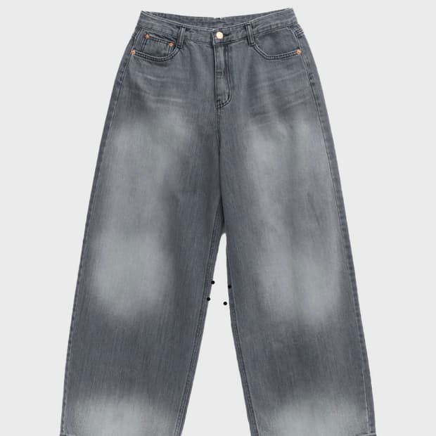 블랙업 워싱 와이드 팬츠