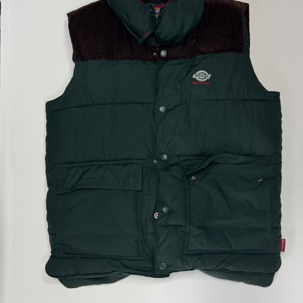 디키즈 Dickies 클래식 코듀로이 그린 패딩 조끼