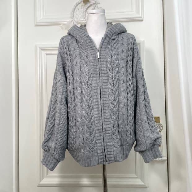 bluegray twist hoodie fur jumper
