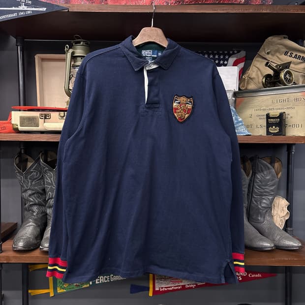 90s 폴로 랄프로렌 그리핀 쉴드 와펜 클래식 럭비셔츠 N932
