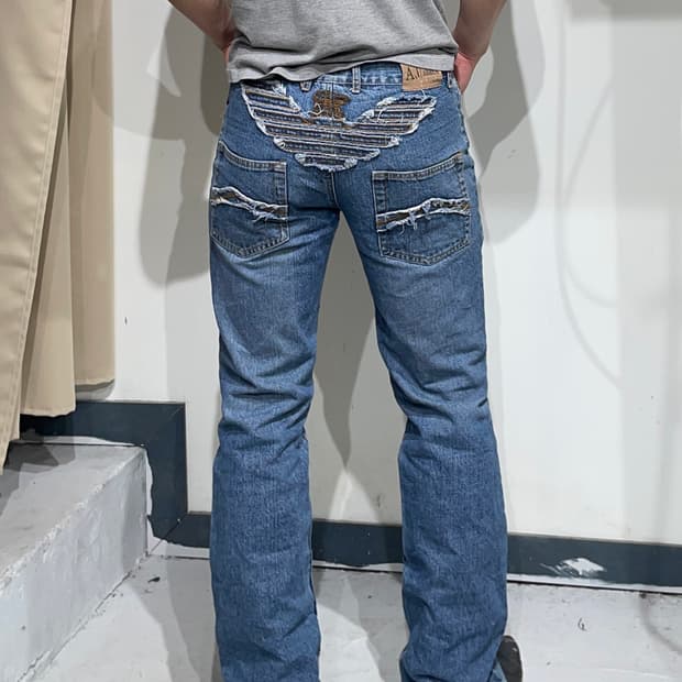 빈티지 아르마니 이글자수 부츠컷데님팬츠