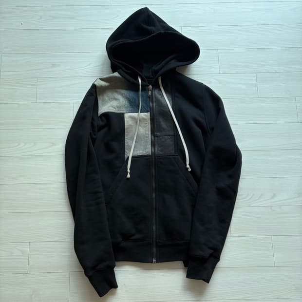 릭오웬스 제이슨 레더패널 후드집업 M