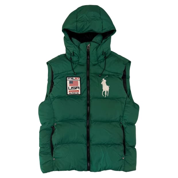 폴로 빅포니 USA 성조기 치프키프 패딩 베스트 그린