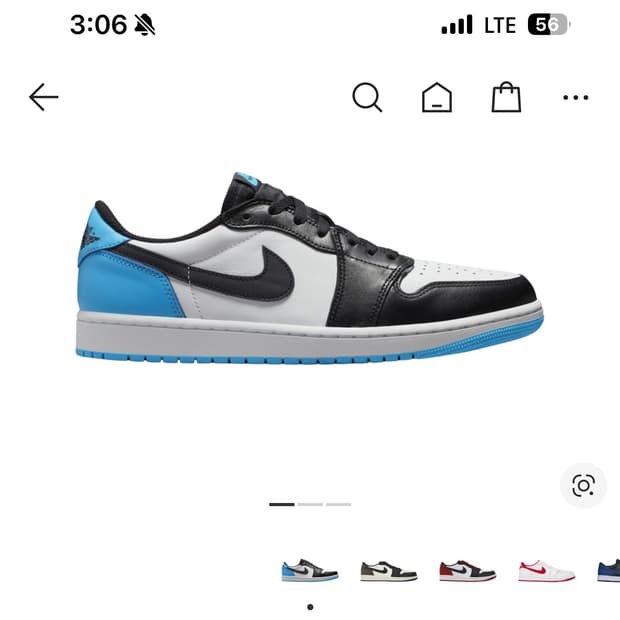 조던 1 레트로 로우 OG 블랙 앤 다크 파우더 블루