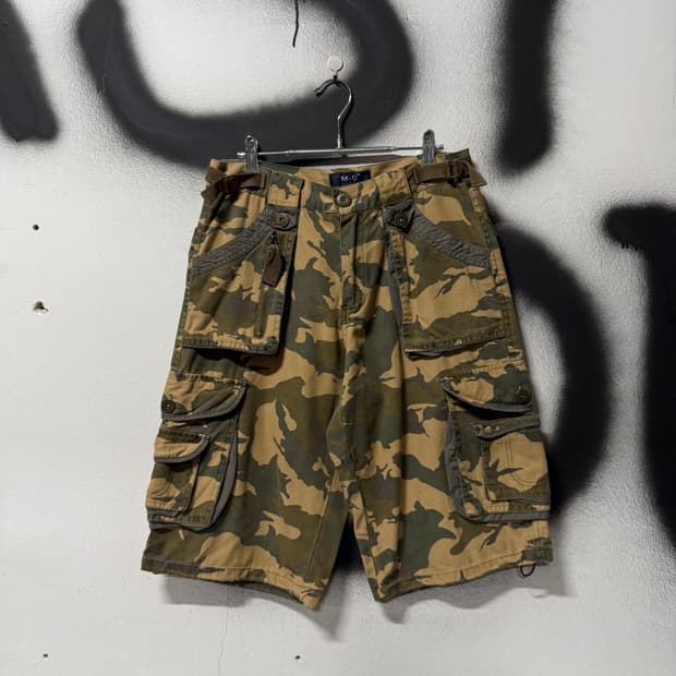 VTG 빈티지 멀티 디테일 카모 와이드 카고 쇼츠 팬츠