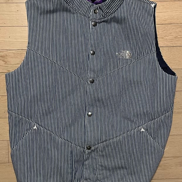 노스페이스 퍼플라벨 스트라이프 베스트