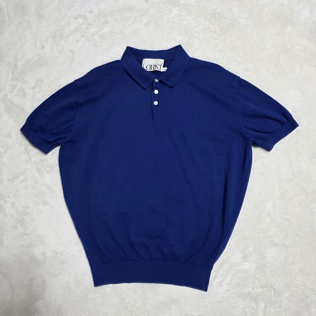 (L)론트 반팔 카라 니트 