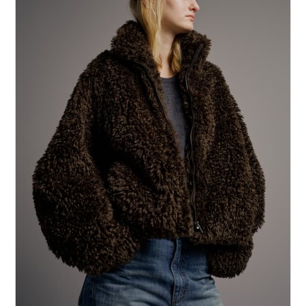 파사드패턴 하이넥 퍼 자켓 M