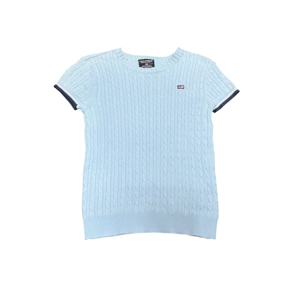 우먼S 폴로 랄프로렌 진스 스카이블루 꽈배기 반팔니트