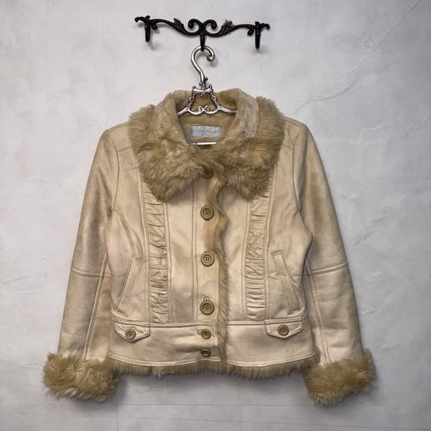 Ivory shirring eco fur mustang 