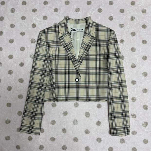 자라 체크 크롭 자켓
