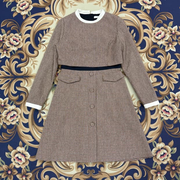 (88-90-160)지고트 JIGOTT 체크 울 원피스