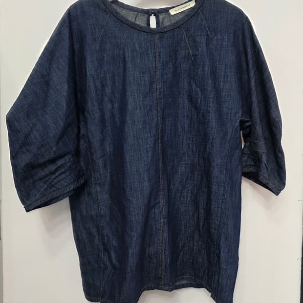 더캐시미어 여성 데님 반팔 블라우스