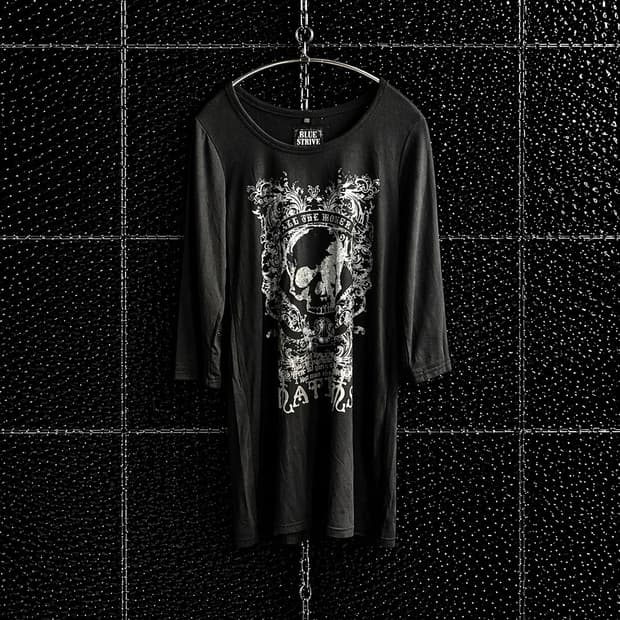 BLUE strive 해골 레터링 롱티