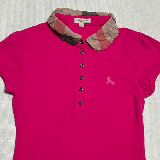 M 버버리 레이스카라 노바체크 핑크 반팔 티셔츠