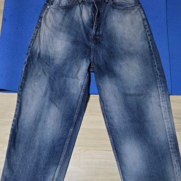 안셀름 에이징 와이드 5p 데님 팬츠 인디고 사이즈1  ancellm