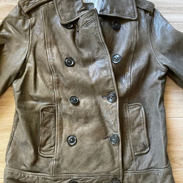  올드 갭 빈티지 브라운 가죽 피코트 자켓