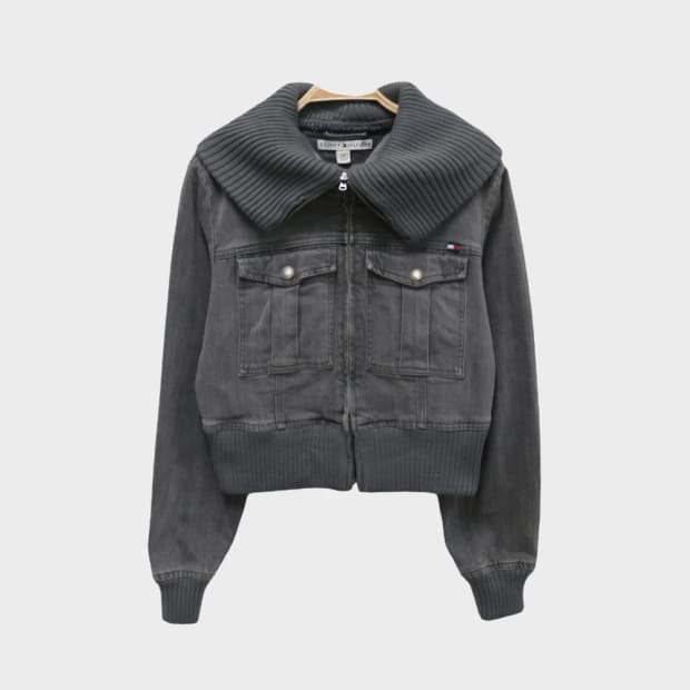 타미힐피거 니트 터틀넥 데님 자켓 64371