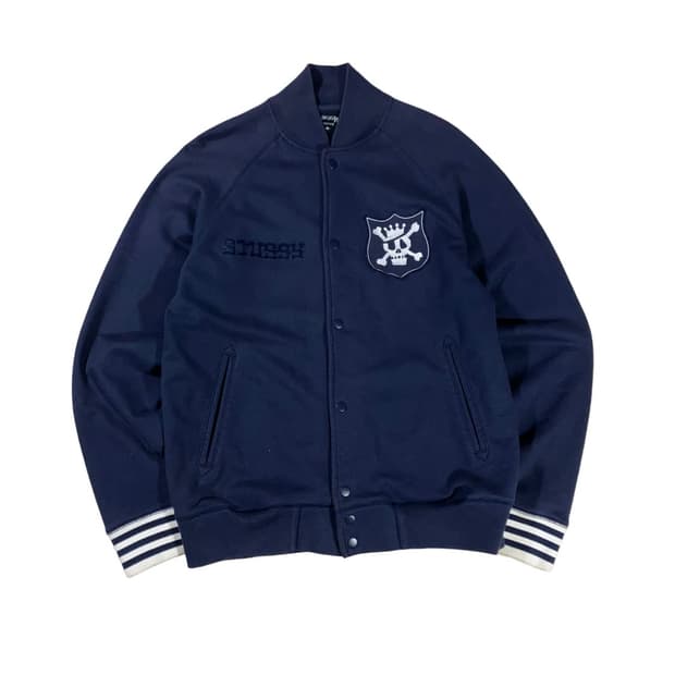 Stussy Skull Patch 스웨트 스타디움 재킷 네이비