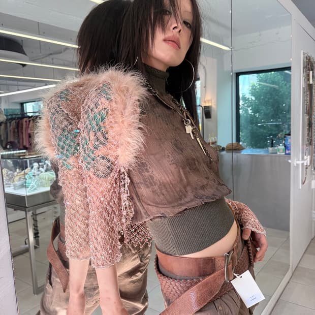 fur trim spangle cardigan