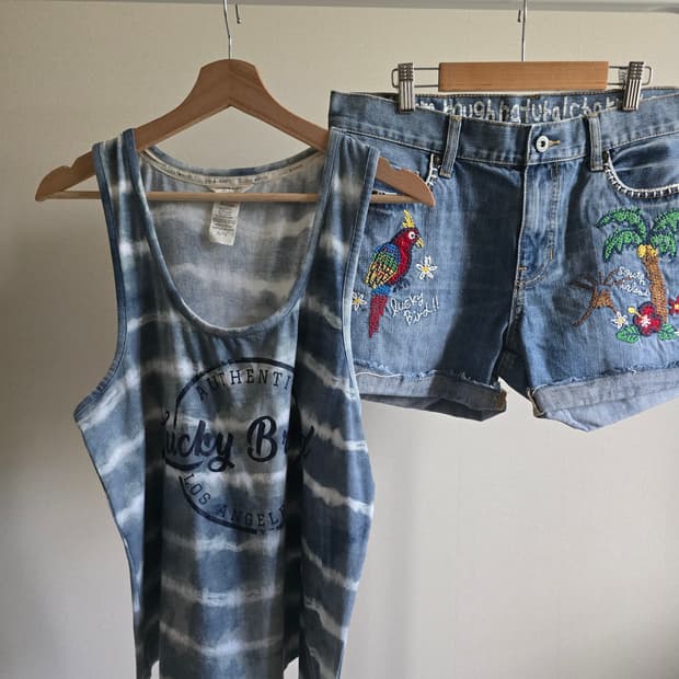Lucky Brand 타이다이 로고 탱크탑 XL