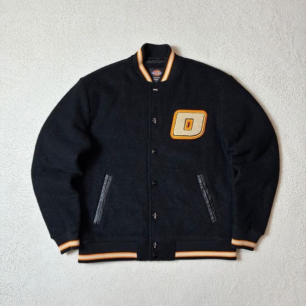 디키즈 블랙컬러 셔닐 스펠아웃로고 울 바시티 자켓 PN7684