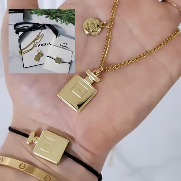 샤넬 뷰티홀리데이 참목걸이+넘버5팔찌+쇼핑백/샤넬목걸이 팔찌