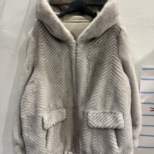 vintage 페이크퍼 후드자켓