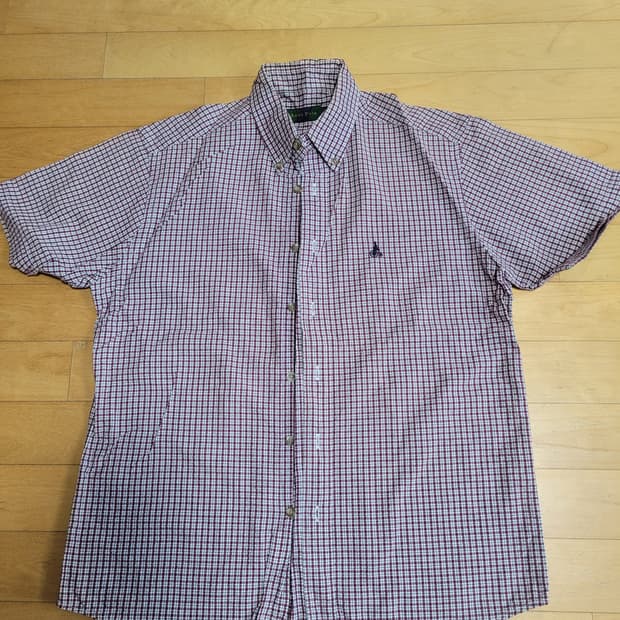 정품 빈폴 시어서커 체크 반팔 셔츠