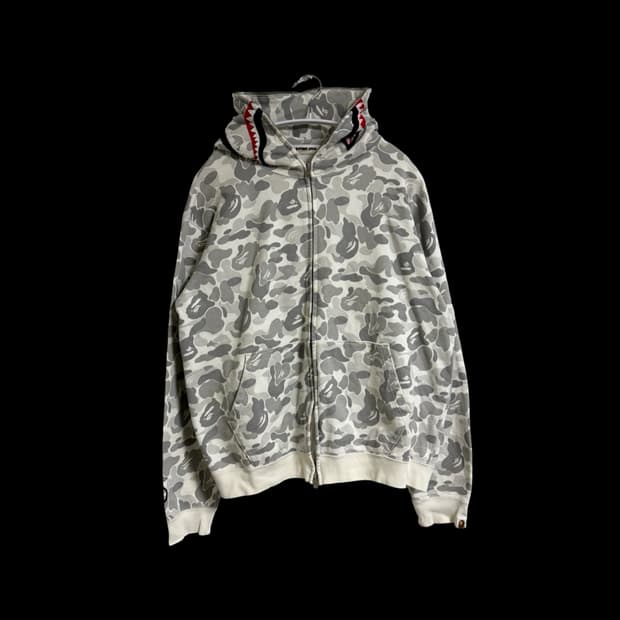 베이프 그레이 샤크 후드 집업