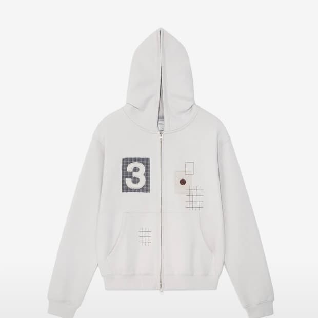 더콜디스트모먼트 3 스티치 후드집업 그레이베이지