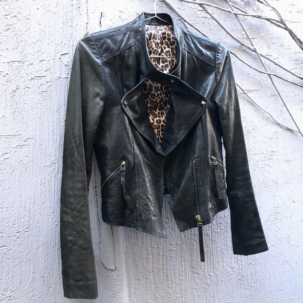lambskin leopard lining rider jacket