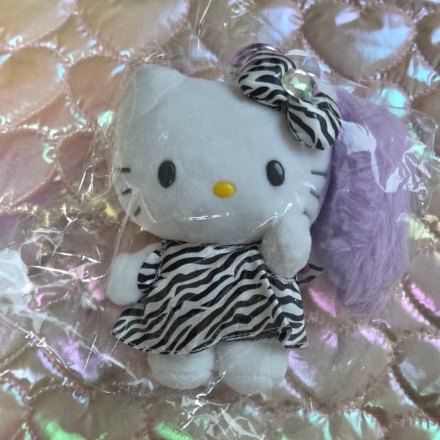 헬로키티 고고걸 꼬리 지브라 인형 키링