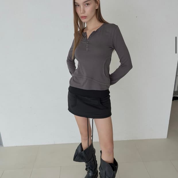 후디 파우치 스커트 - 블랙