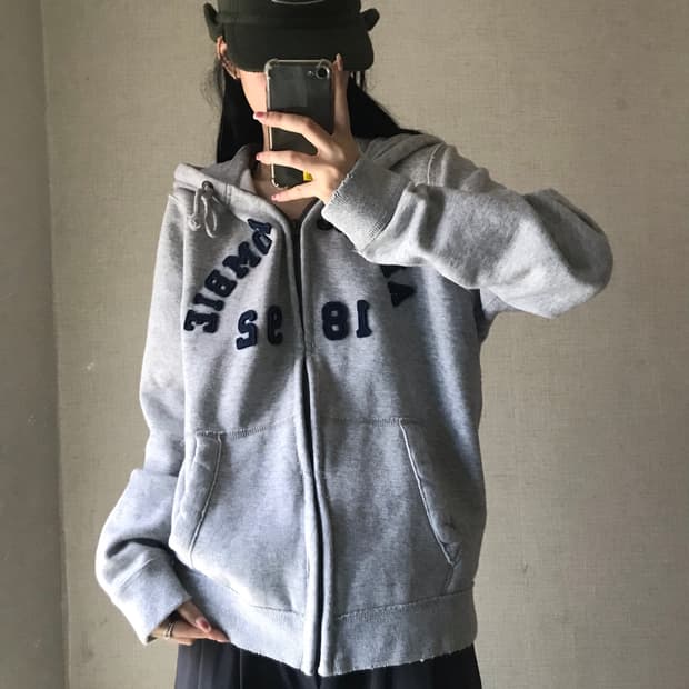 아베크롬비 그레이 오버핏 후드집업