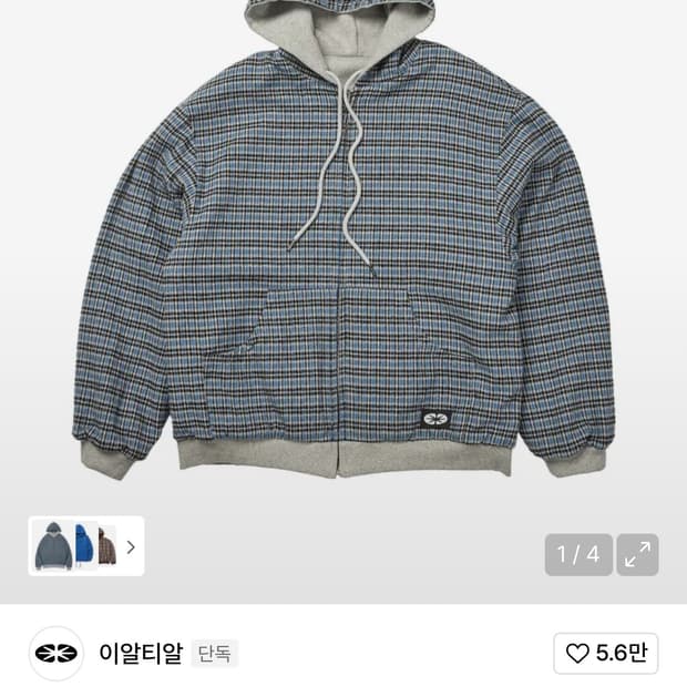 이알티알 체크 후드집업 m