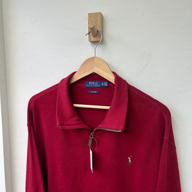 16283 - 폴로 랄프로렌 레드 반집업 니트