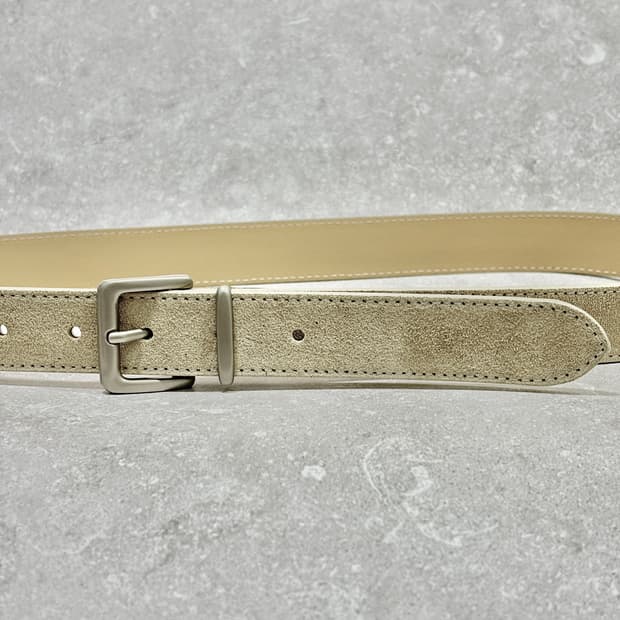 Oribell 새틴 실버 버클 이탈리아 스웨이드 소가죽 베이직 벨트