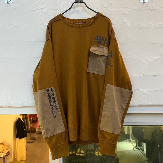 Avirex 포켓 브라운 니트 L