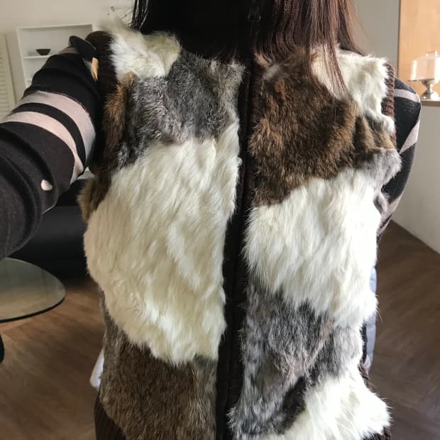 vintage fur zip up vest