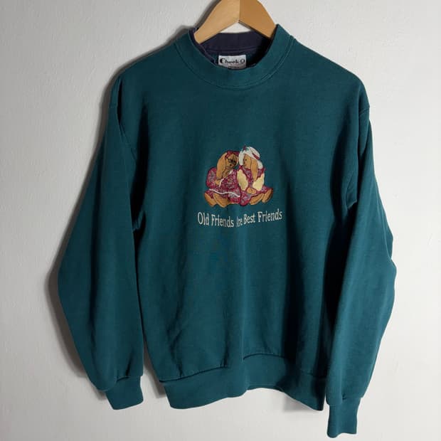 90s USA Cheek-O 빈티지 토끼 자수 맨투맨 티셔츠(M)